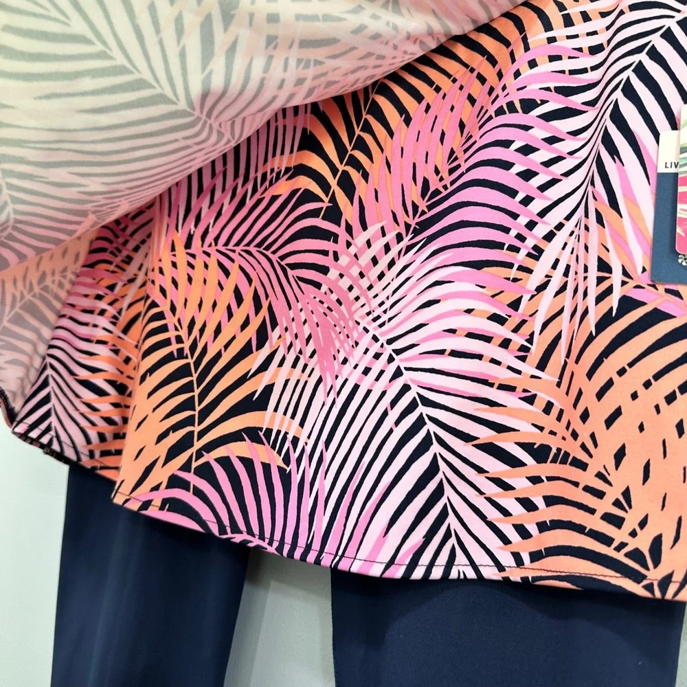 Tommy Bahama Everyday Active Skirted Leggings Pink‎ Orange Palm Print small